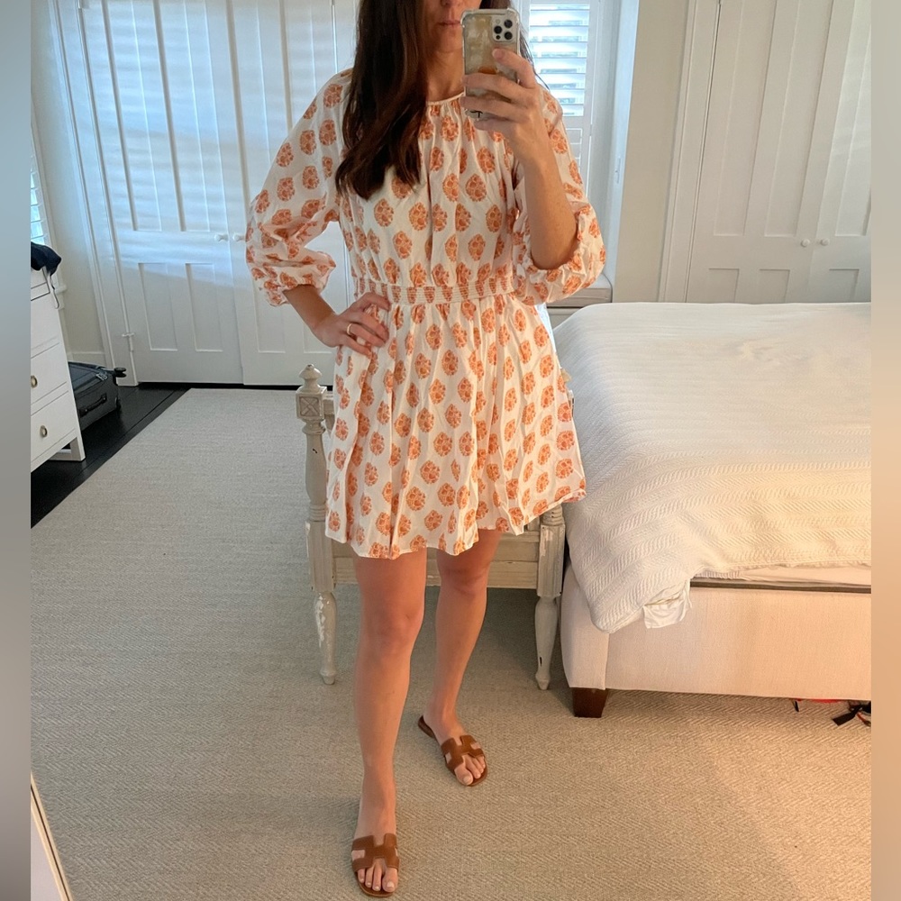 J. Crew Smocked-Waist Mini Dress in Gathered Floral Block Print